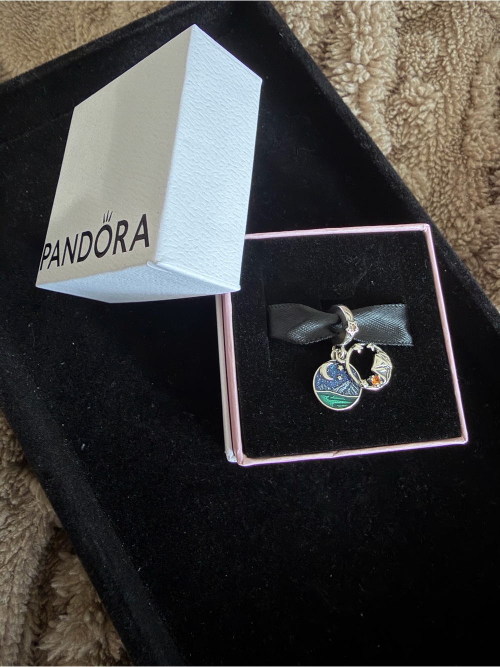 Camping Night Sky Double Dangle Charm